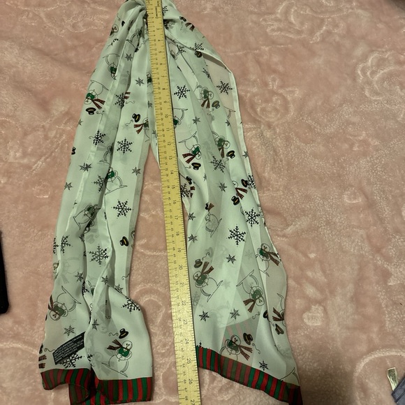 Set of 3 ,diferente designers Festive Snowman and Black Sheer Scarves - Picture 3 of 14